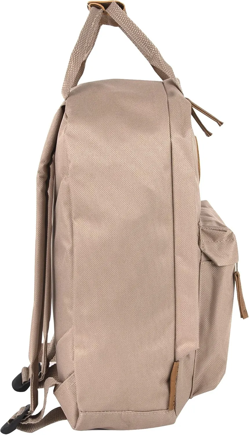 MADISON & DAKOTA Canvas Mini Backpack for Everyday & Day Pack Rucksack in Solid Color Blocks (Almond)