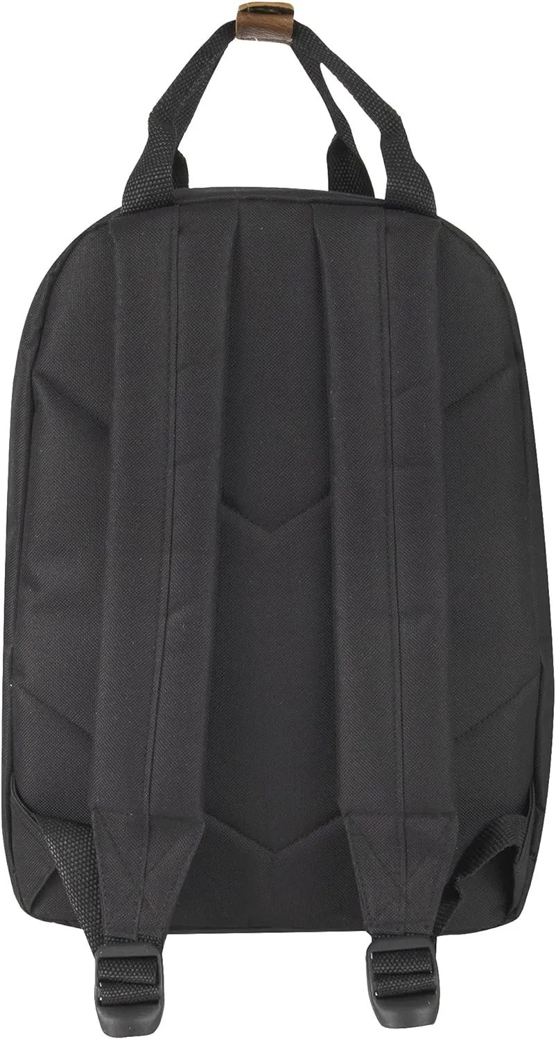 MADISON & DAKOTA Canvas Mini Backpack for Everyday & Day Pack Rucksack in Solid Color Blocks (Black)