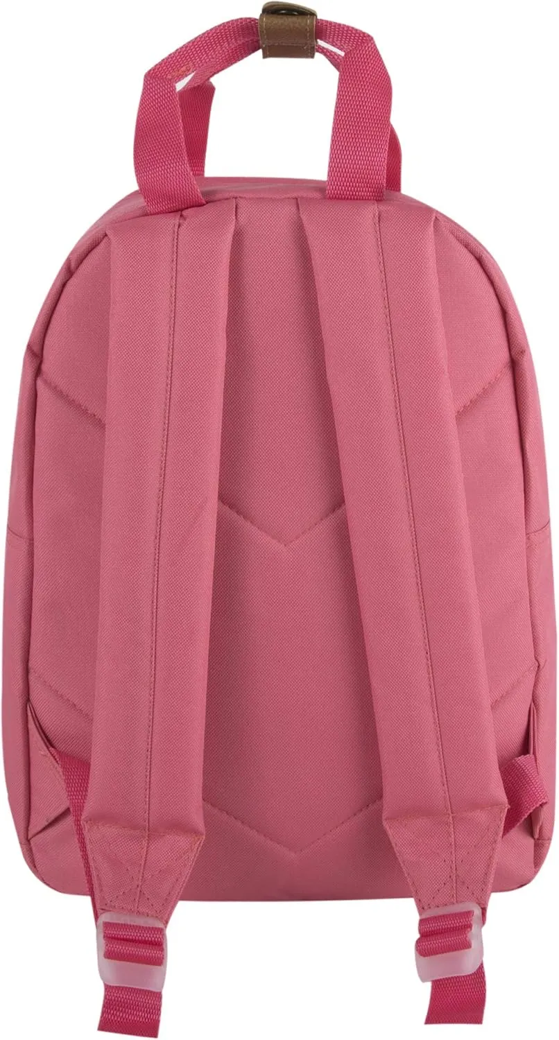 MADISON & DAKOTA Canvas Mini Backpack for Everyday & Day Pack Rucksack in Solid Color Blocks (Pink)