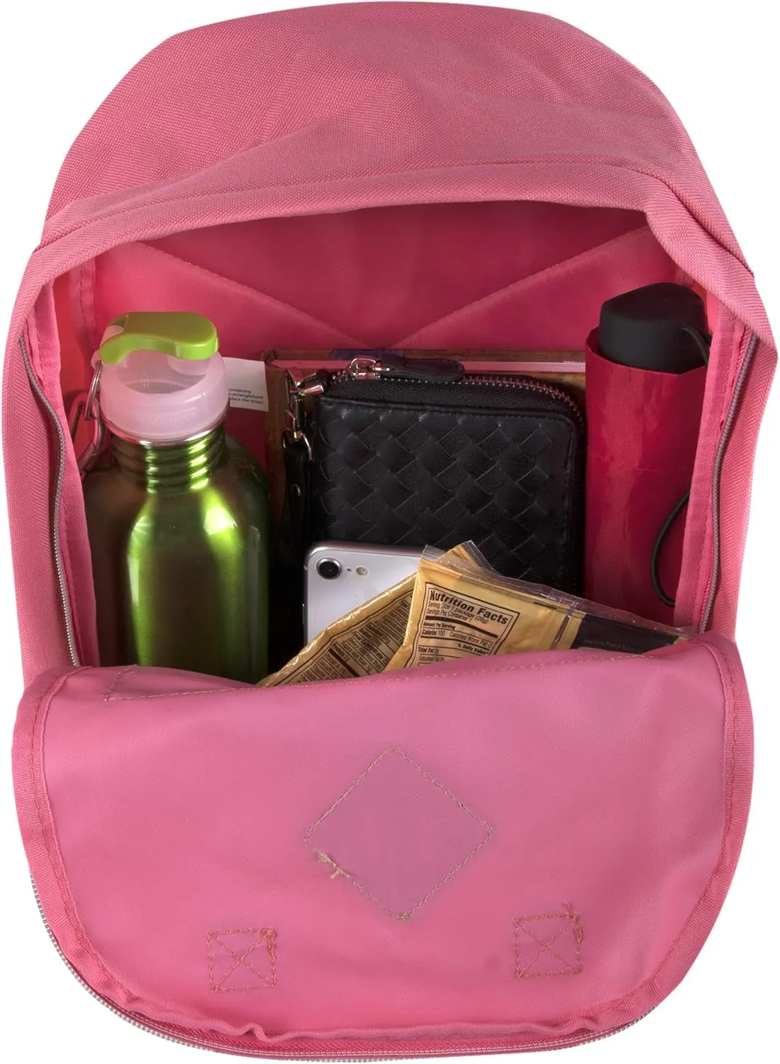 MADISON & DAKOTA Canvas Mini Backpack for Everyday & Day Pack Rucksack in Solid Color Blocks (Pink)