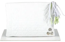Misela Istanbul White Quilted Clutch Bag With Tassel