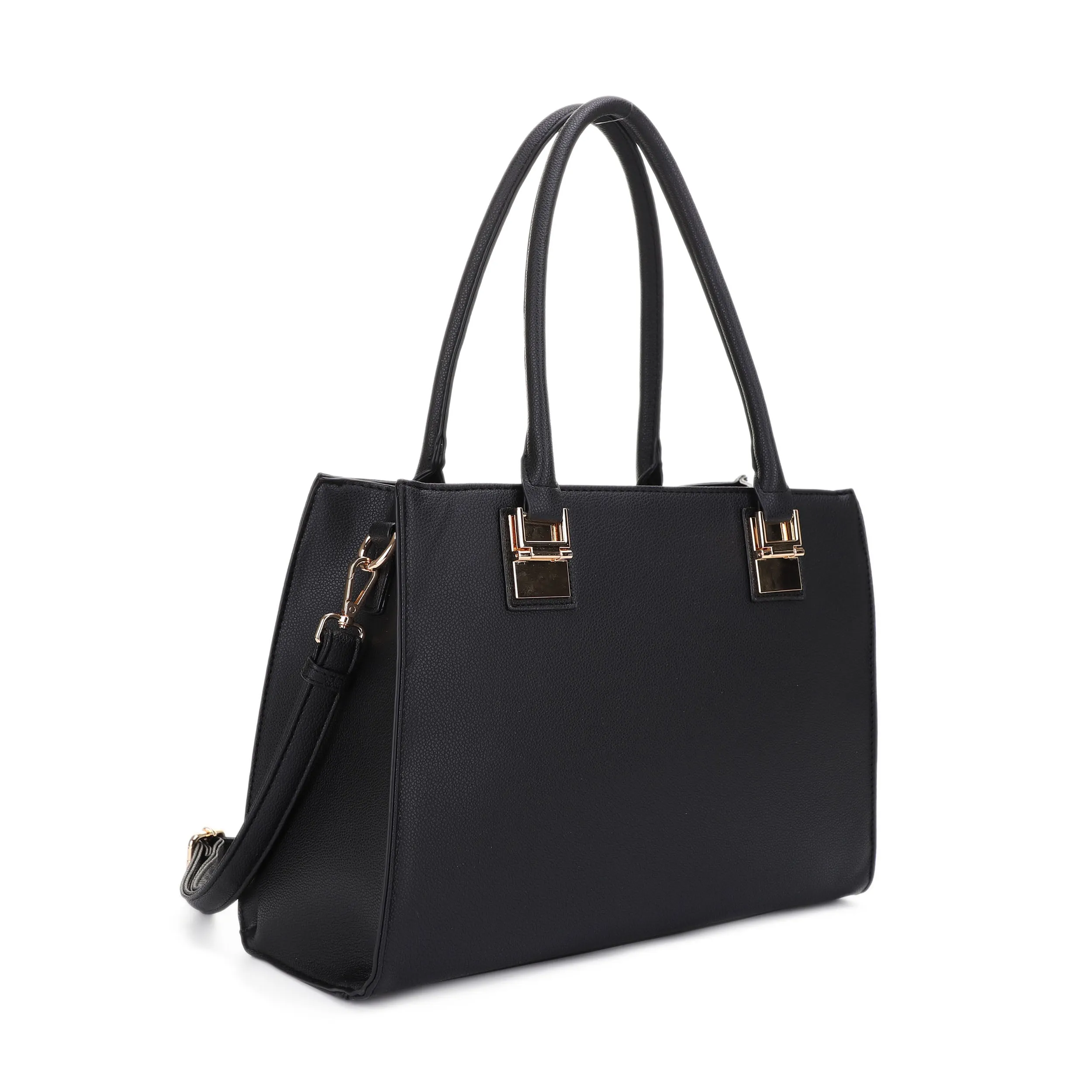 Morgan Black Metal Hinge Accent Simple Satchel