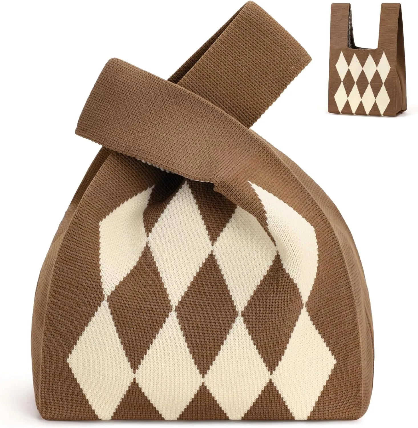 PACKISM Japanese Knot Bag - Small Knot Tote Bags Cute Wrist bag as Gifts for Teen Girls 16-18 (14x8.5x0.7)