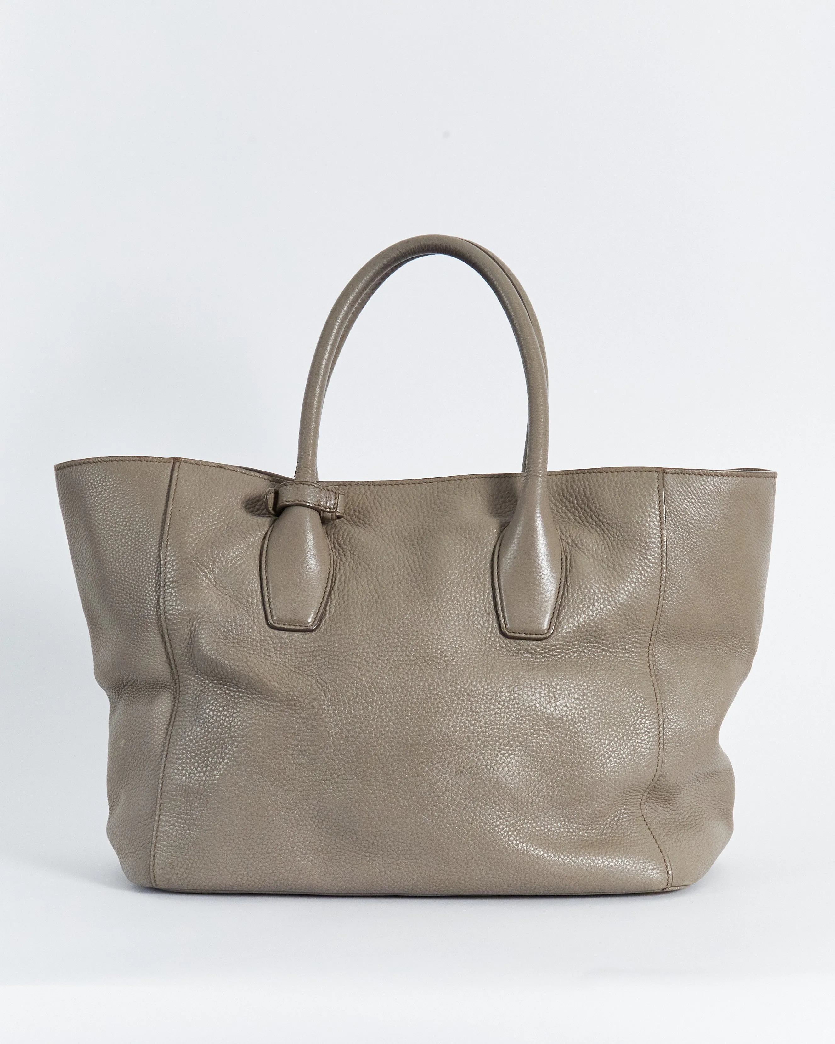 Prada 'vitello daino' large handbag w/shoulder strap, mushroom