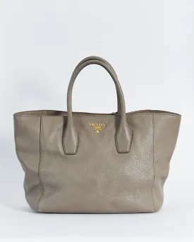 Prada 'vitello daino' large handbag w/shoulder strap, mushroom