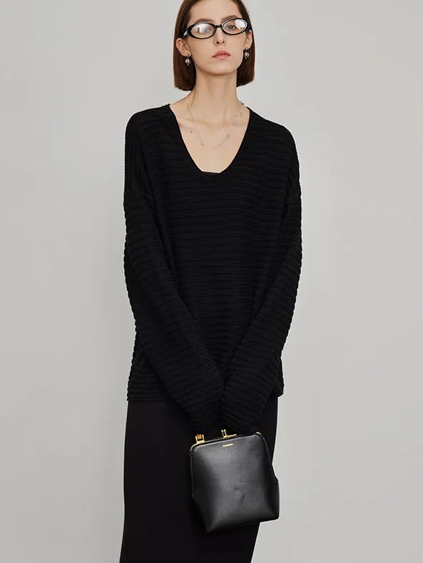 Relaxed Silhouette Pullover Sweater_BDHL6465