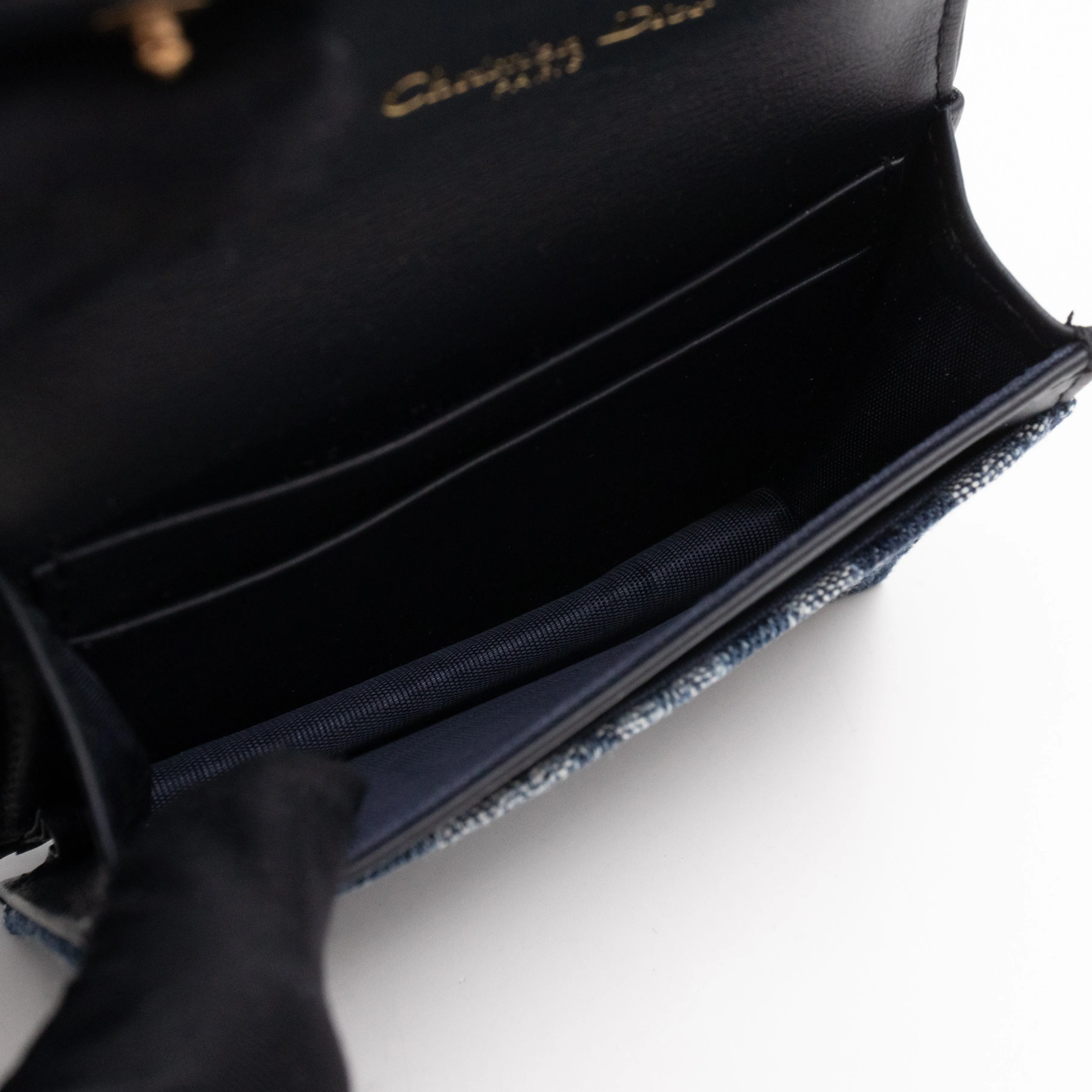 Saddle Bloom Card Holder Blue Denim Trendy Inspired Dior Oblique Jacquard