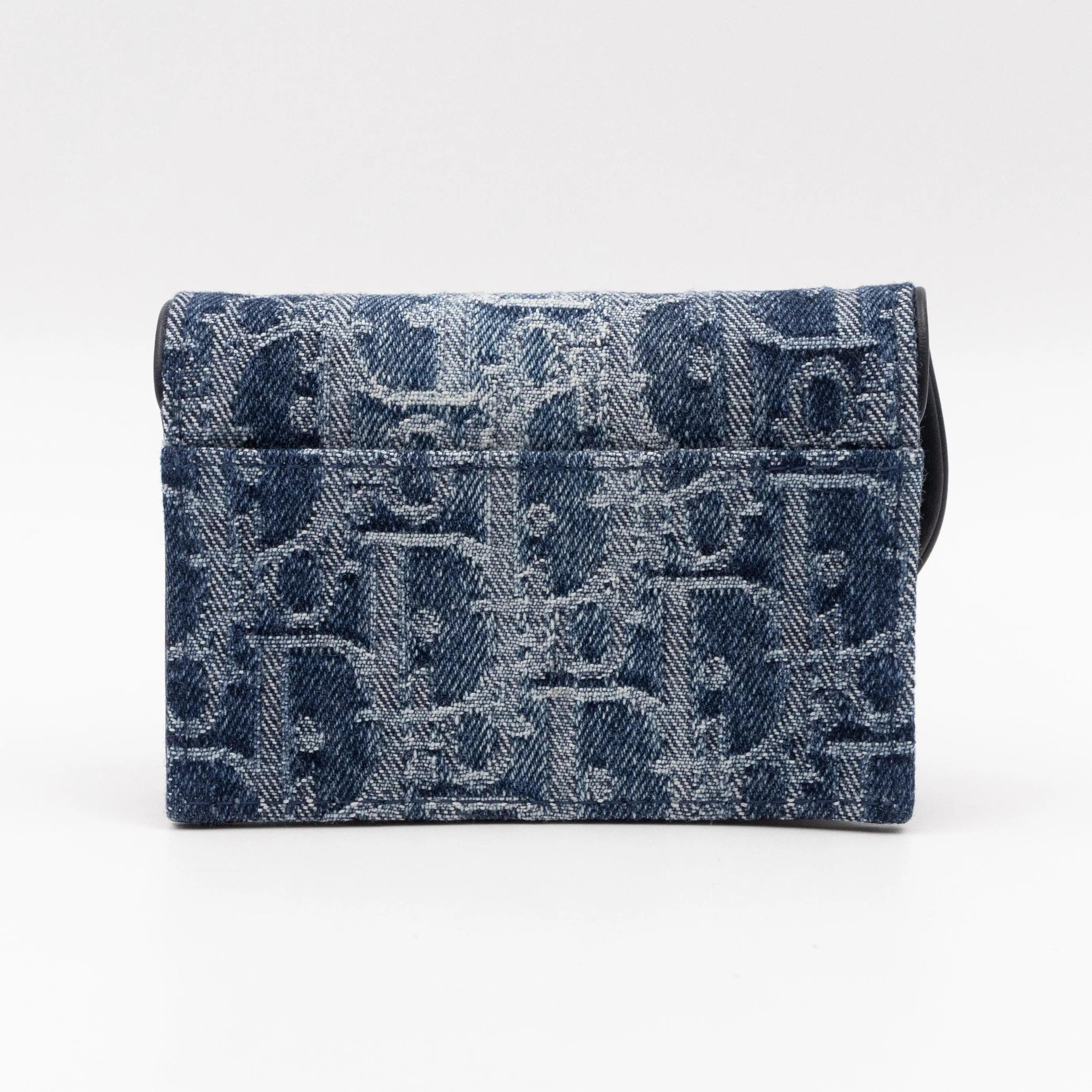 Saddle Bloom Card Holder Blue Denim Trendy Inspired Dior Oblique Jacquard