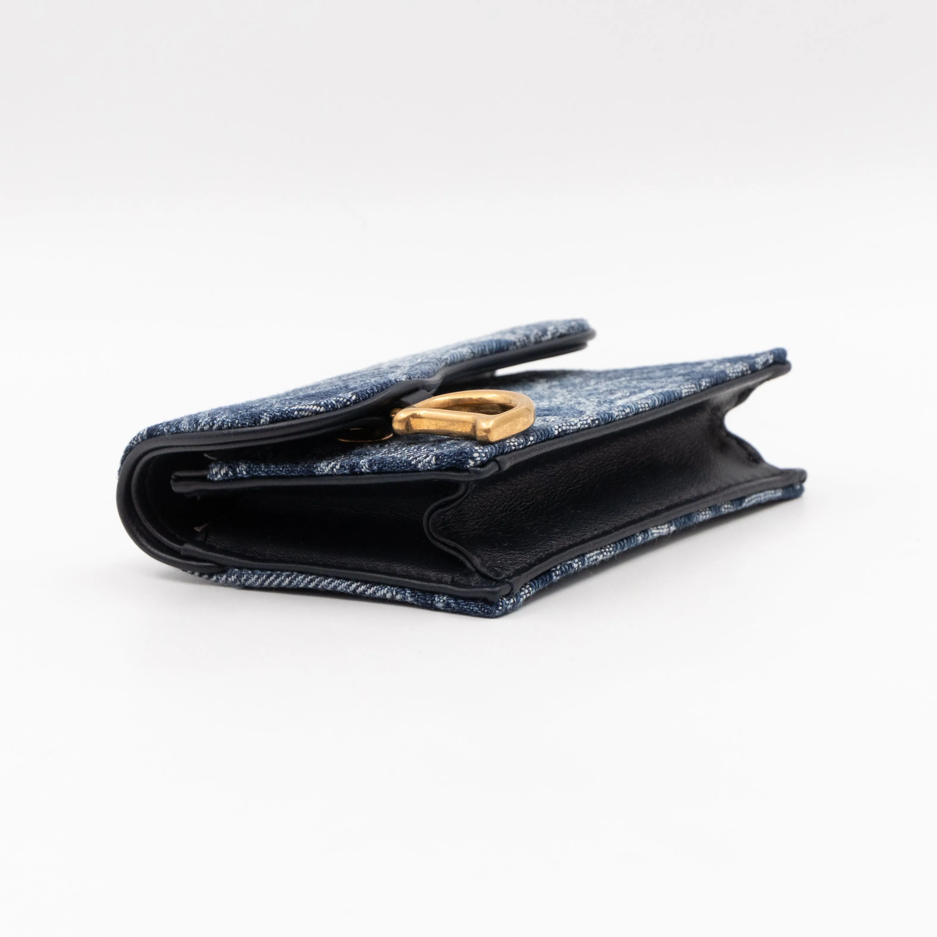Saddle Bloom Card Holder Blue Denim Trendy Inspired Dior Oblique Jacquard