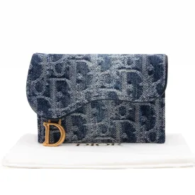 Saddle Bloom Card Holder Blue Denim Trendy Inspired Dior Oblique Jacquard
