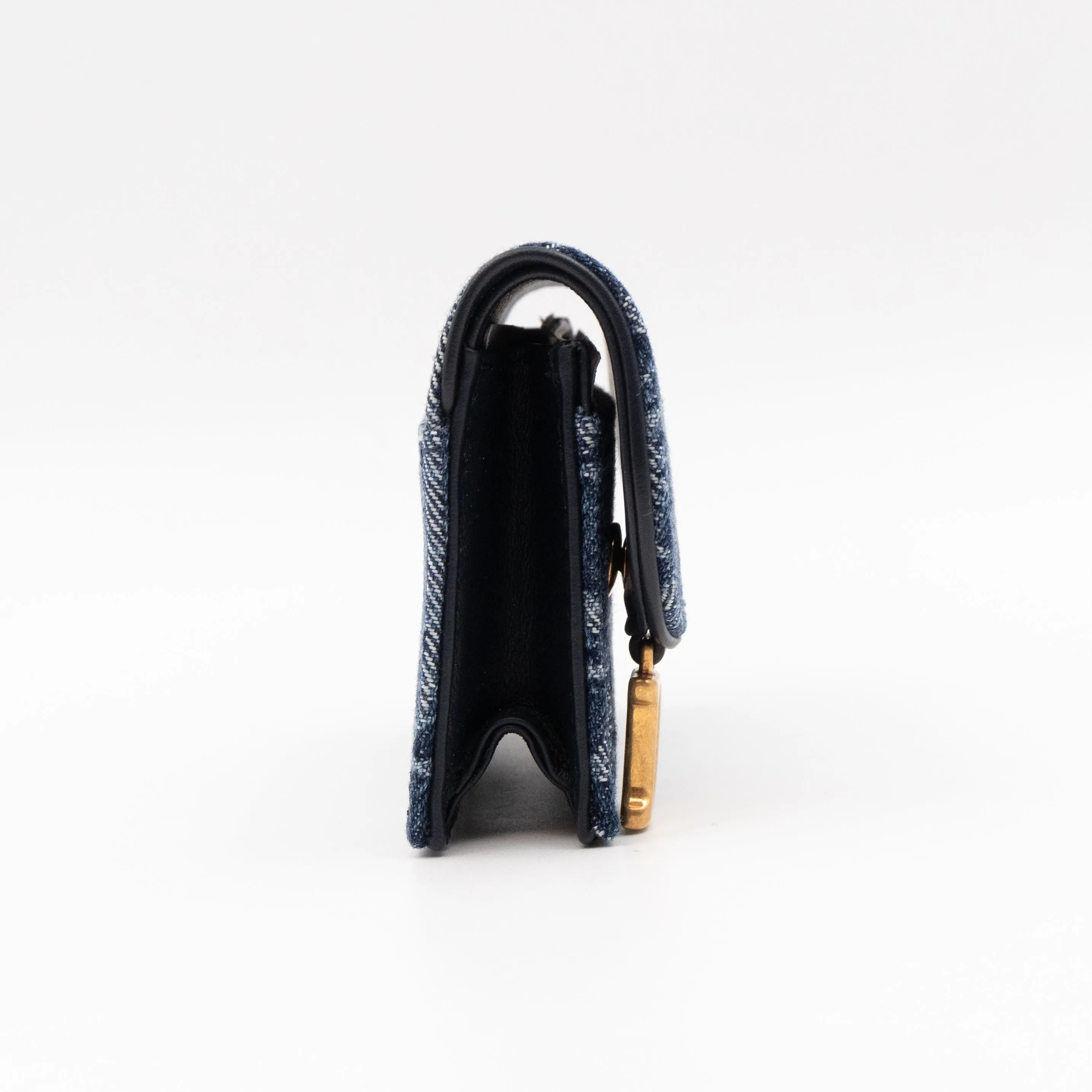 Saddle Bloom Card Holder Blue Denim Trendy Inspired Dior Oblique Jacquard