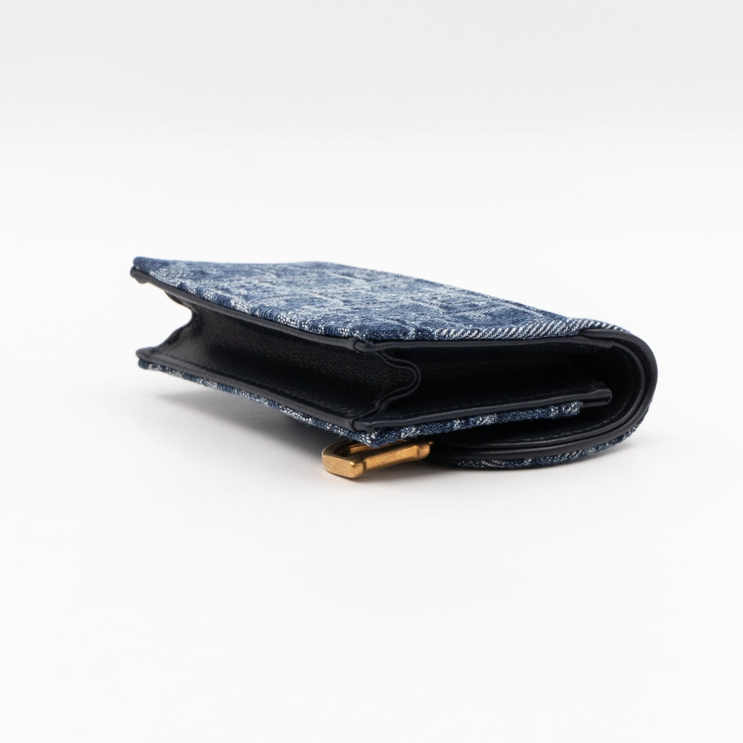 Saddle Bloom Card Holder Blue Denim Trendy Inspired Dior Oblique Jacquard