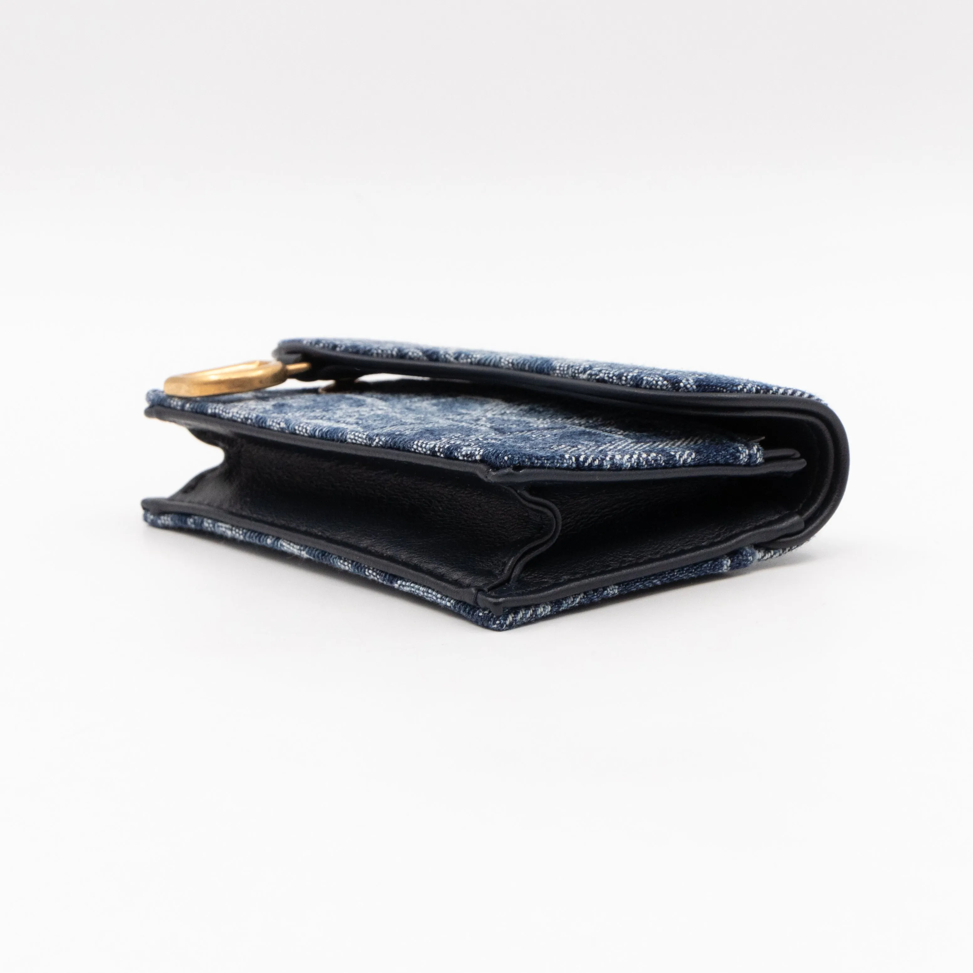 Saddle Bloom Card Holder Blue Denim Trendy Inspired Dior Oblique Jacquard