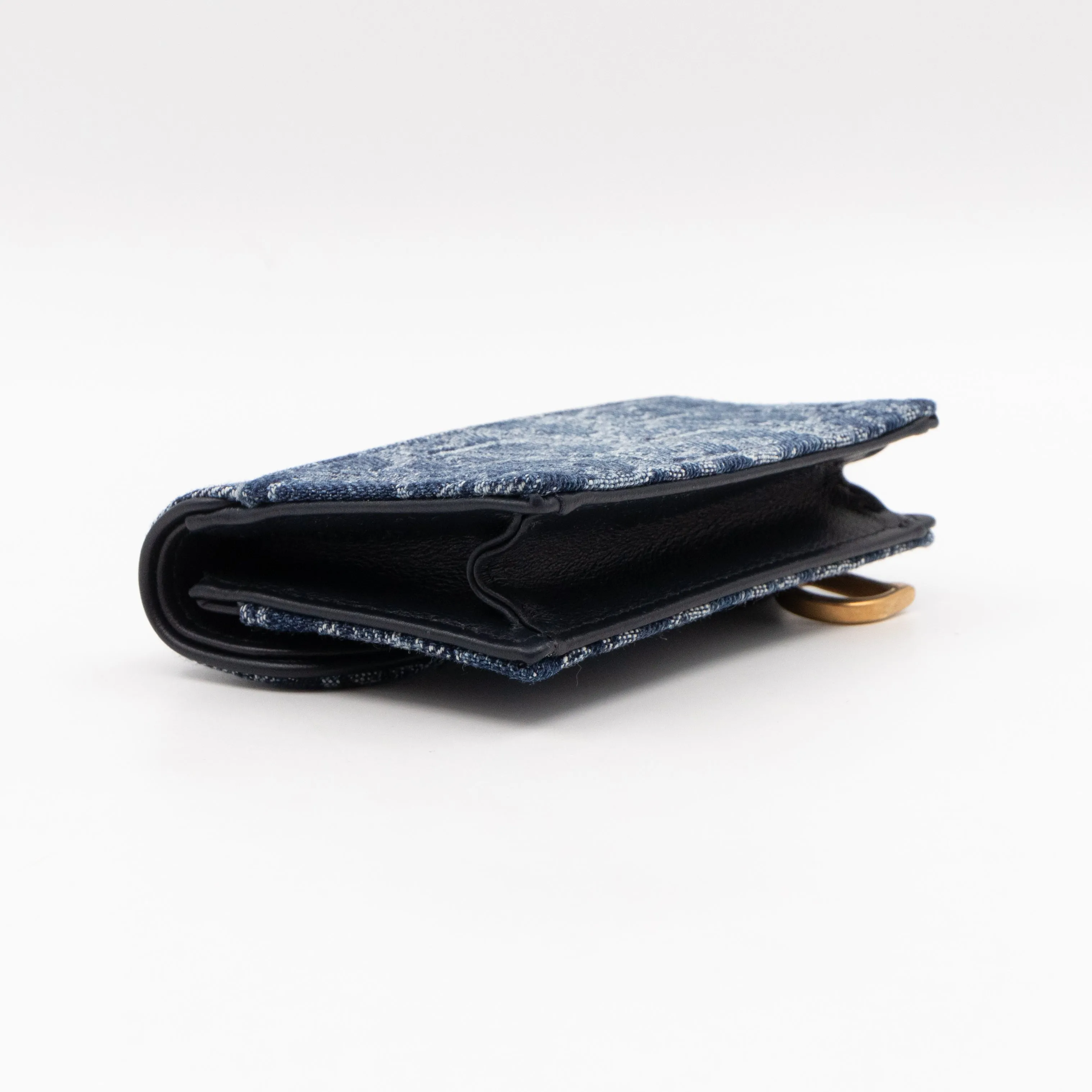 Saddle Bloom Card Holder Blue Denim Trendy Inspired Dior Oblique Jacquard