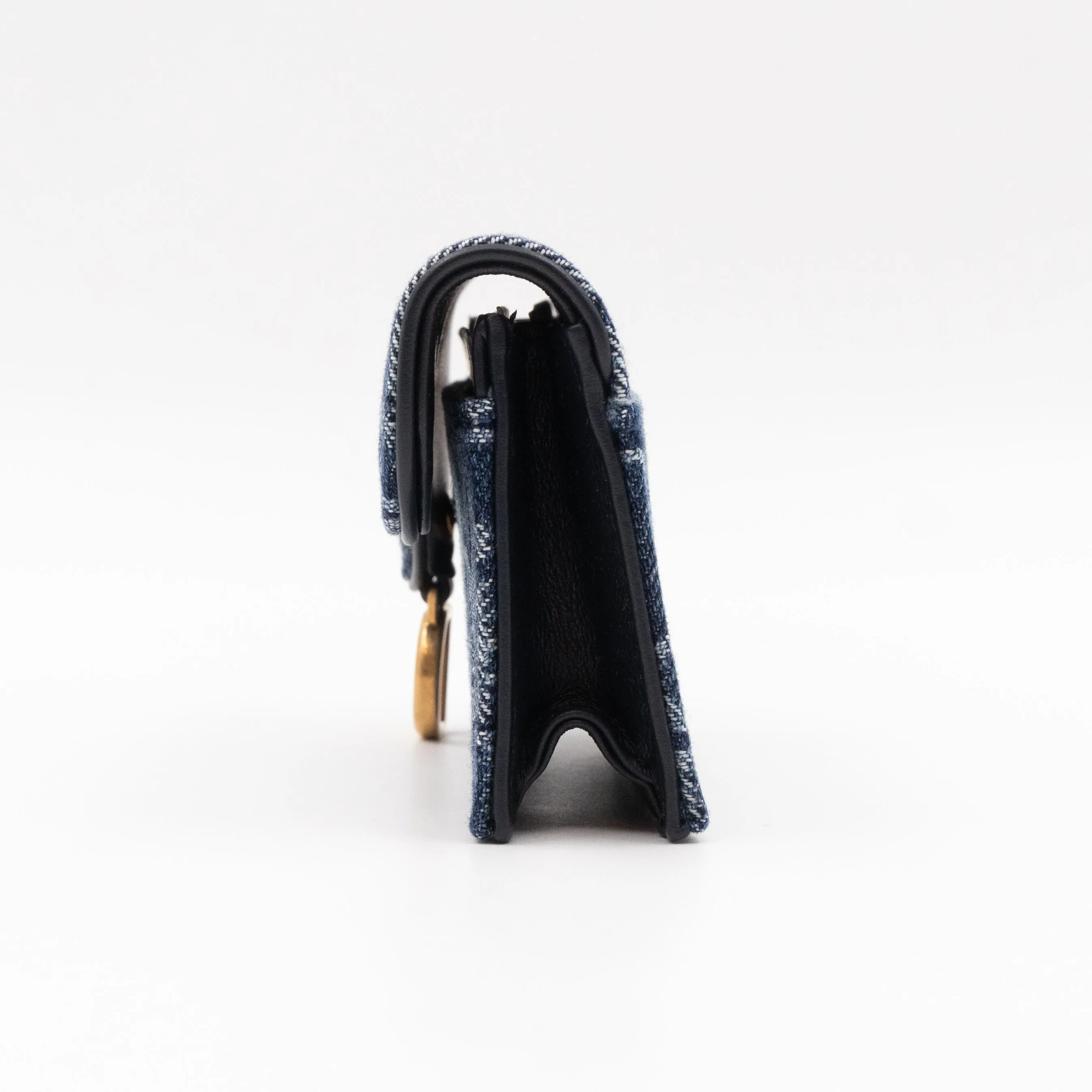 Saddle Bloom Card Holder Blue Denim Trendy Inspired Dior Oblique Jacquard