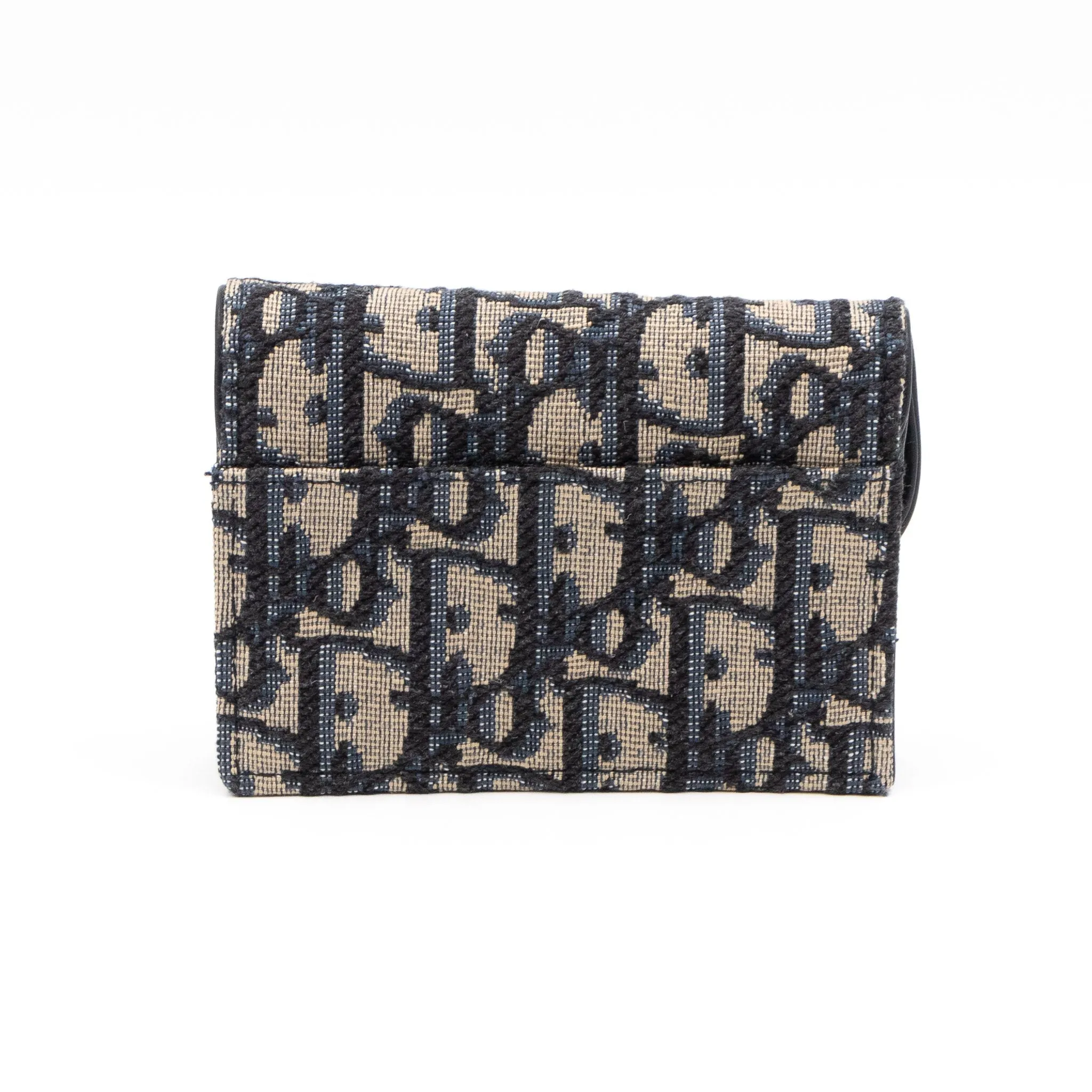 Saddle Flap Card Holder Blue Trendy Inspired Dior Oblique Jacquard