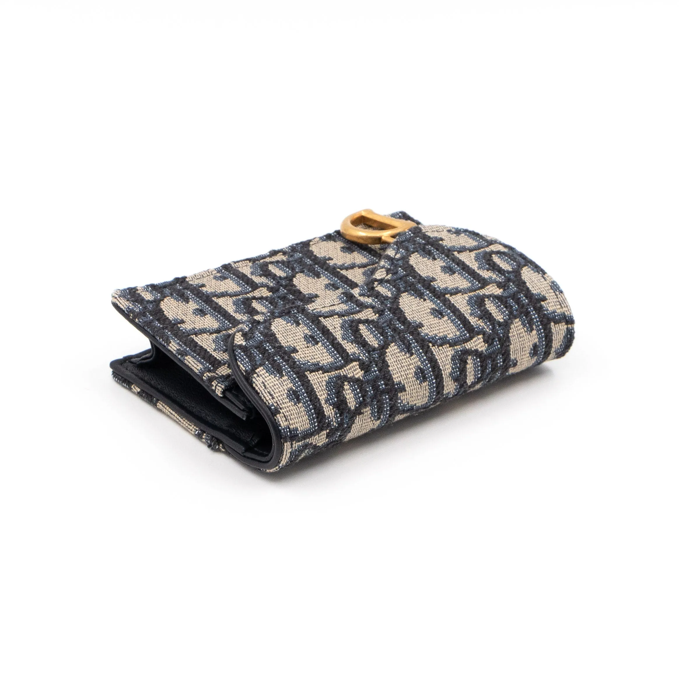 Saddle Flap Card Holder Blue Trendy Inspired Dior Oblique Jacquard