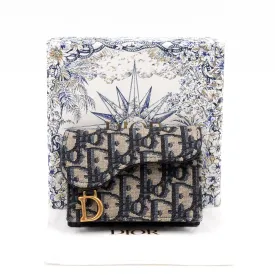 Saddle Flap Card Holder Blue Trendy Inspired Dior Oblique Jacquard