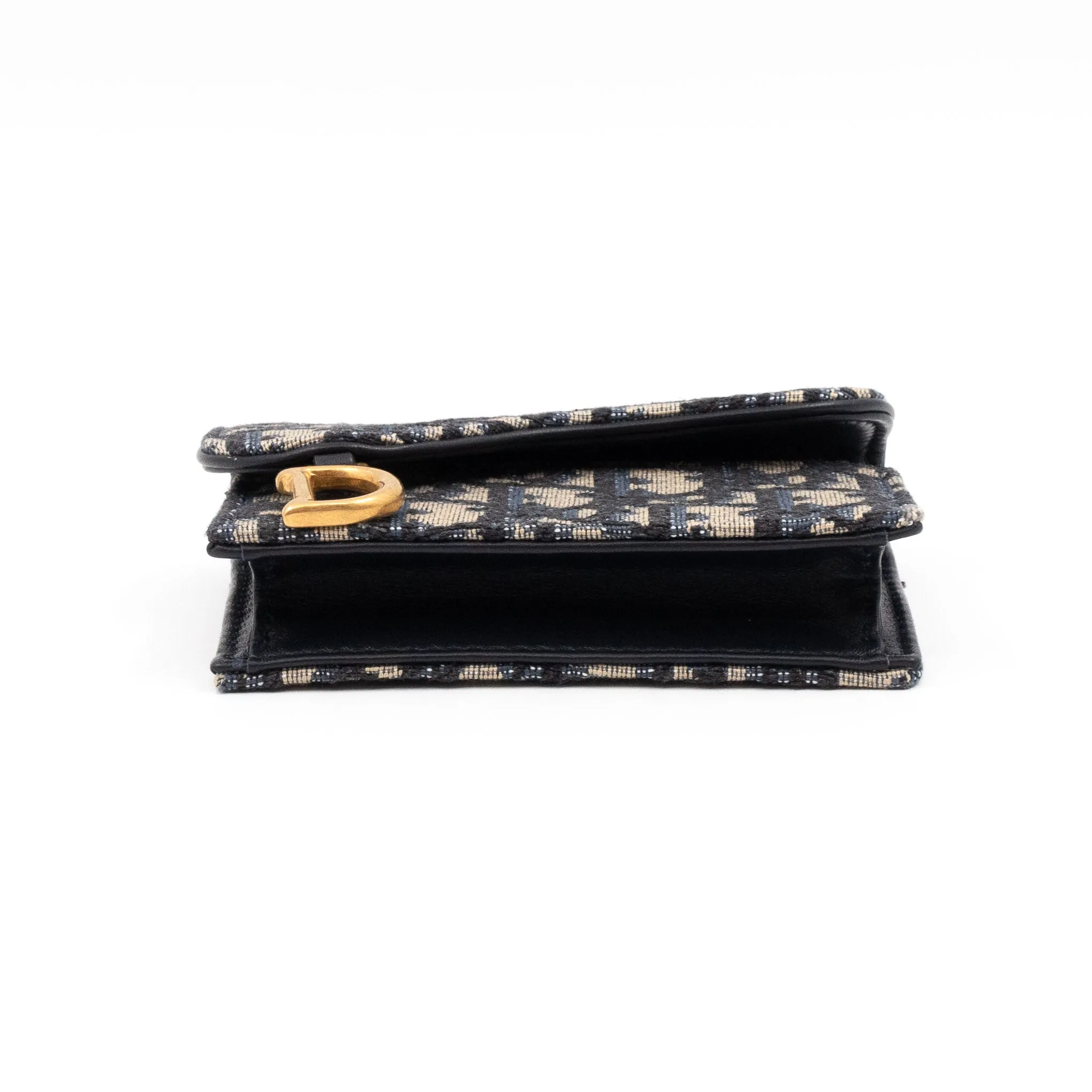 Saddle Flap Card Holder Blue Trendy Inspired Dior Oblique Jacquard