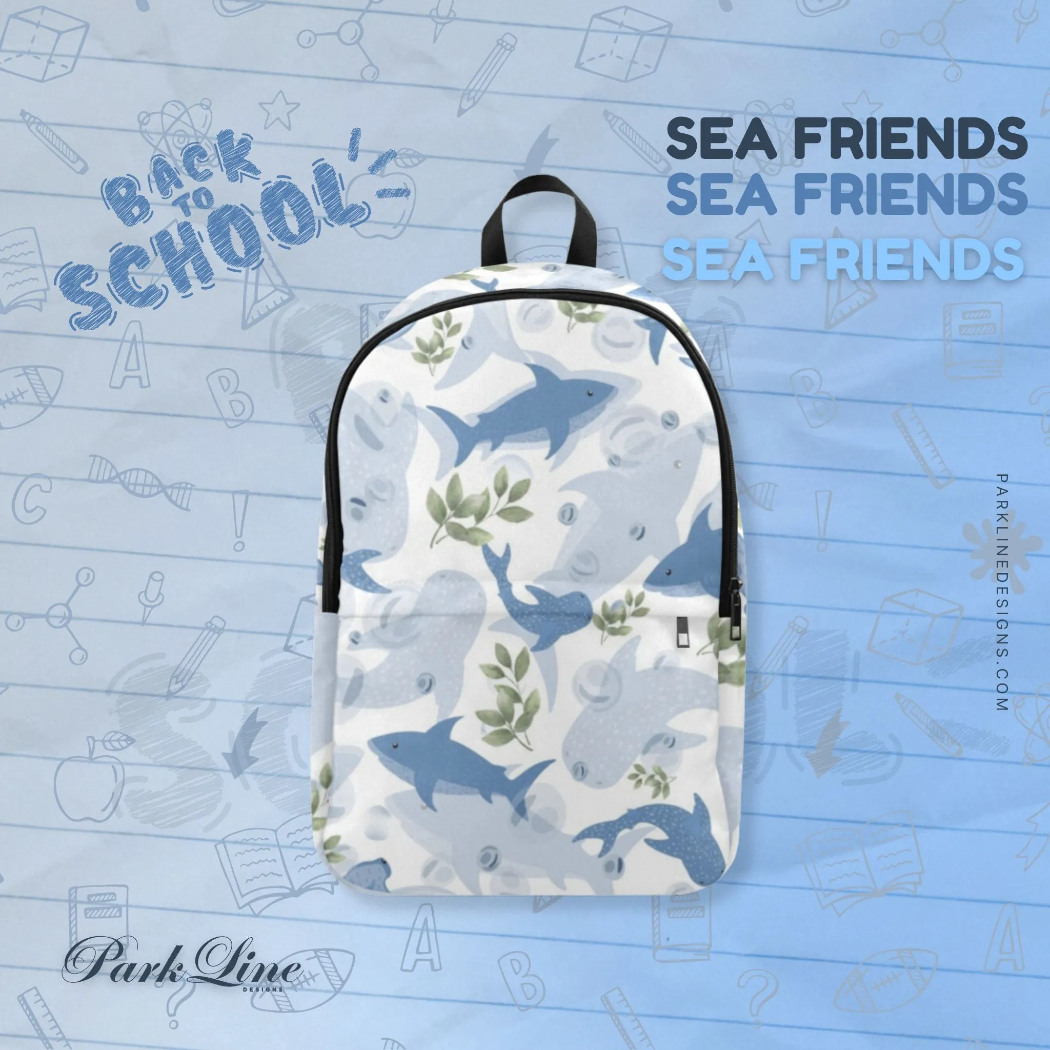 Sea Friends Fabric Backpack - Durable, Lightweight & Stylish for Him