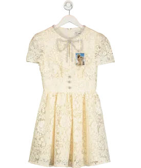 Self-Portrait Cream Cord Lace Bow Detail Mini Dress UK 8