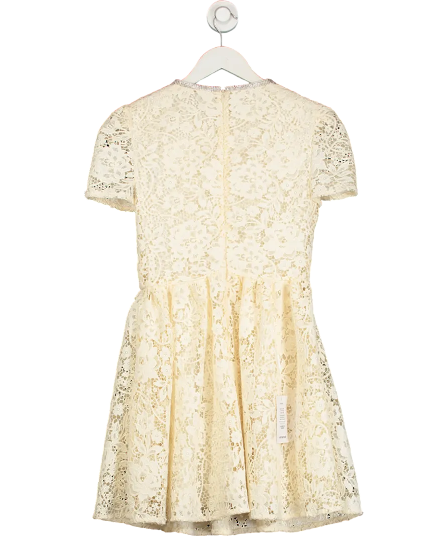 Self-Portrait Cream Cord Lace Bow Detail Mini Dress UK 8