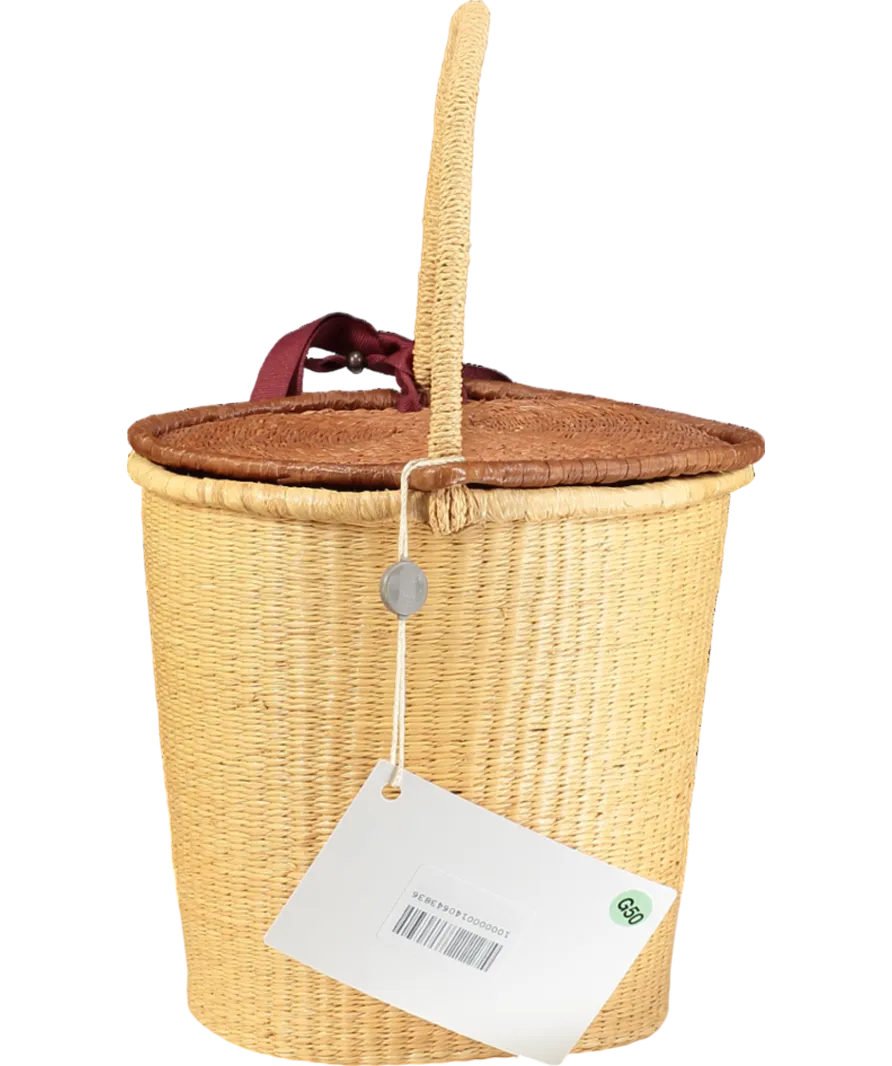 Sensi Studio Nude Handmade Straw Lidded Basket Bag