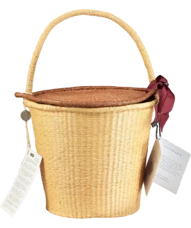 Sensi Studio Nude Handmade Straw Lidded Basket Bag