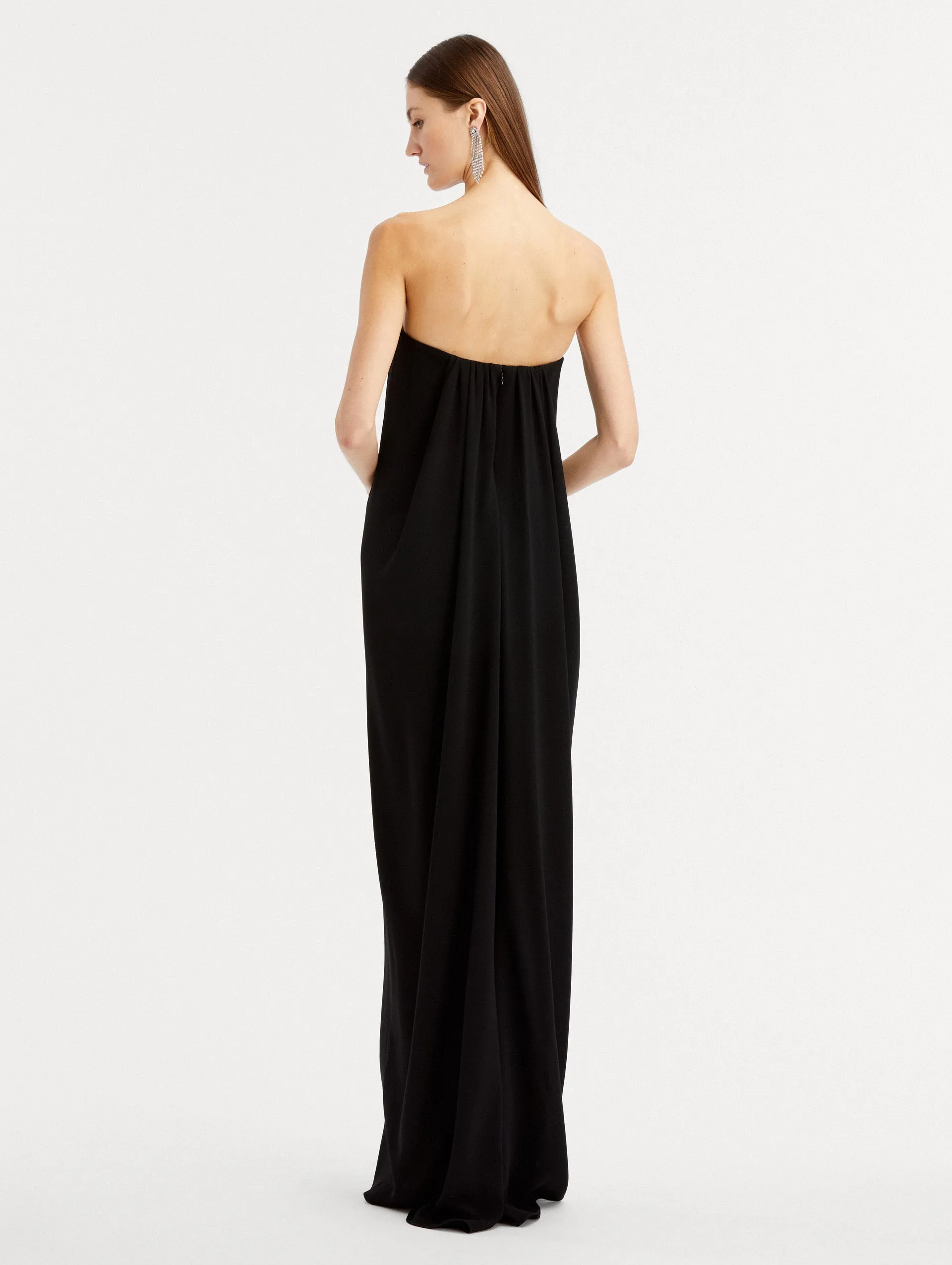 Strapless Draped Column Gown