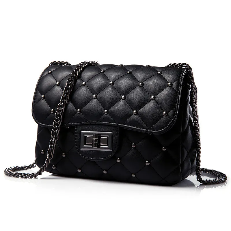 Style trendy fashion girls bag simple solid color rhombus chain shoulder crossbody bag mini small square bag