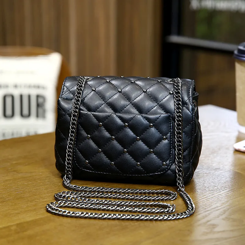 Style trendy fashion girls bag simple solid color rhombus chain shoulder crossbody bag mini small square bag