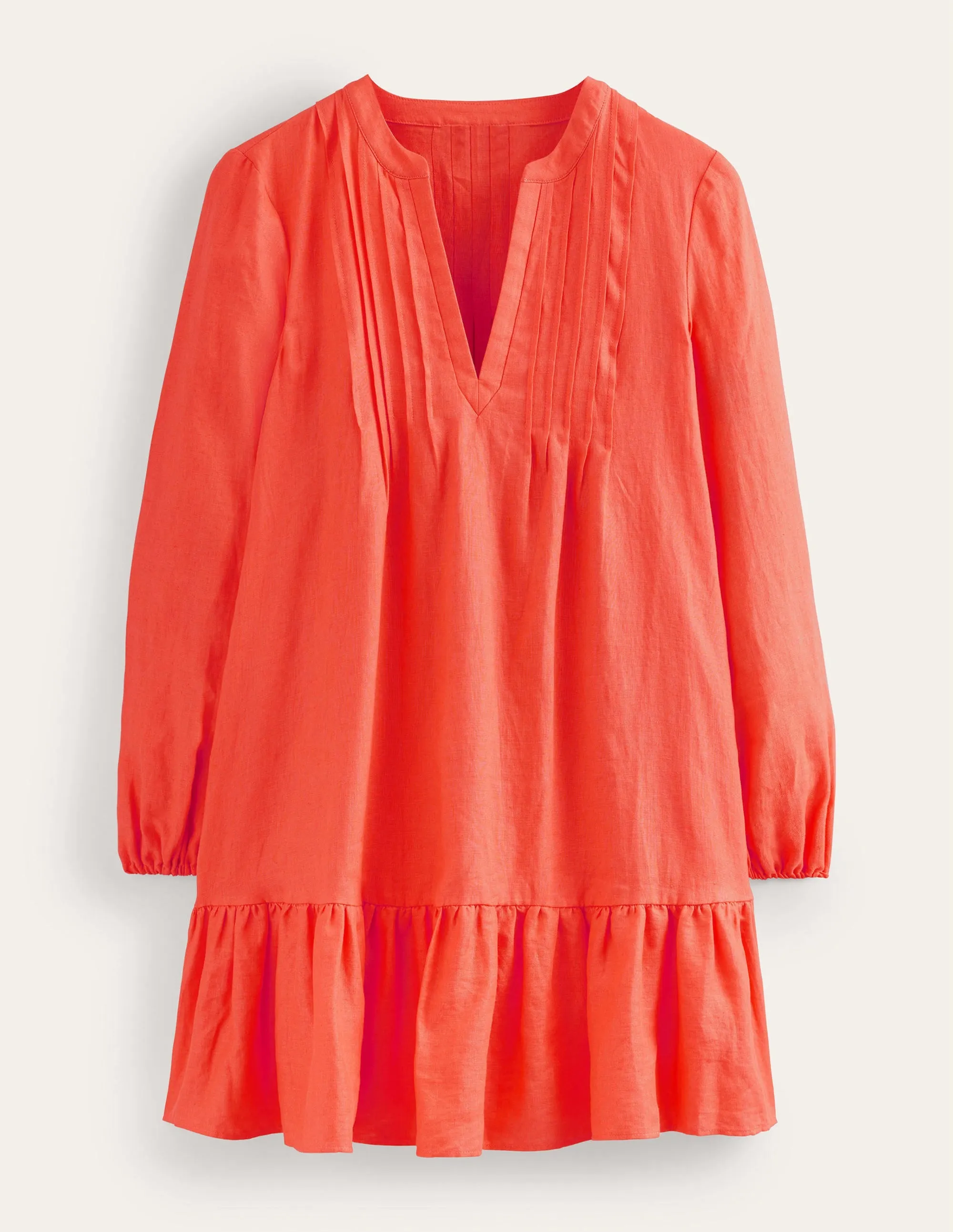 Tiered Linen Mini Dress-Watermelon Punch
