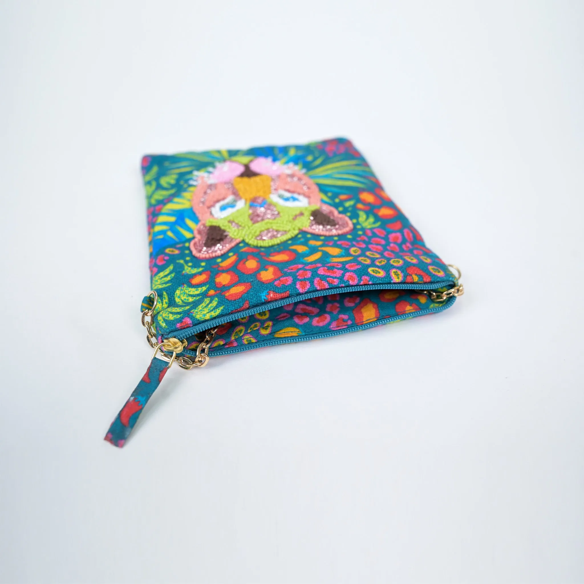 TIGER FACE SLING BAG - TEAL BLUE