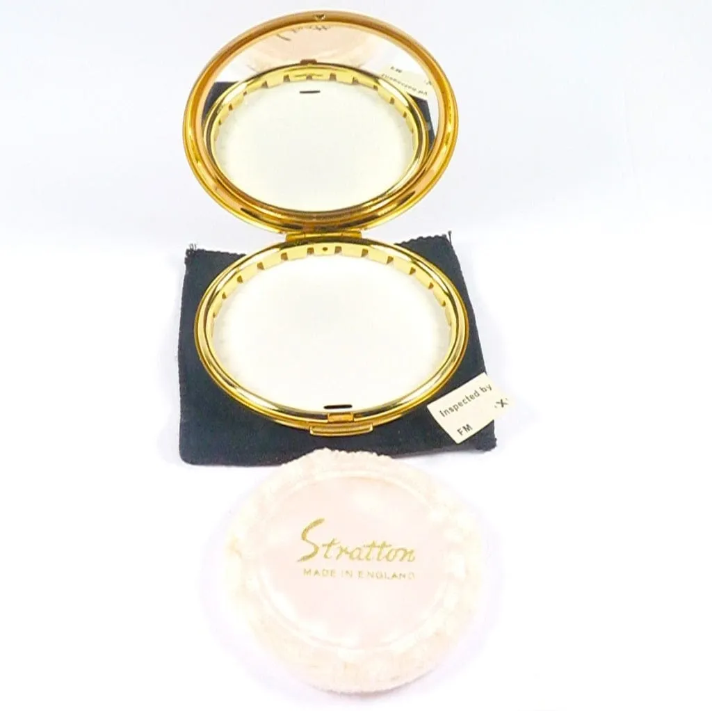 Unused Red And Gold Enamel Stratton Compact For Pressed Foundation