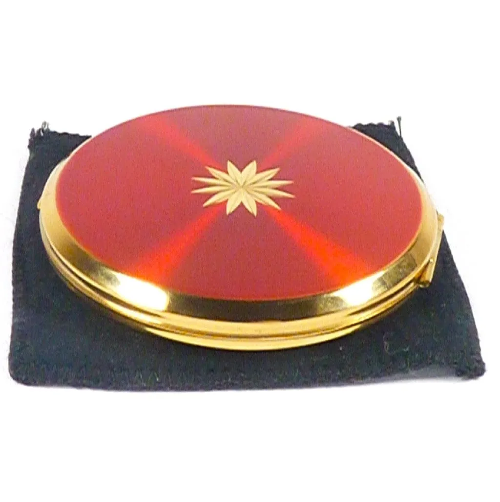 Unused Red And Gold Enamel Stratton Compact For Pressed Foundation