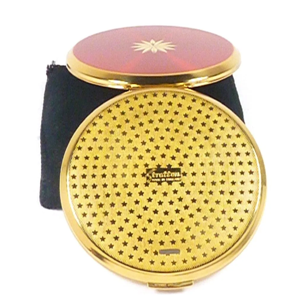 Unused Red And Gold Enamel Stratton Compact For Pressed Foundation