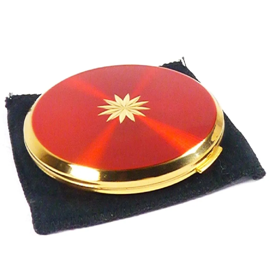 Unused Red And Gold Enamel Stratton Compact For Pressed Foundation