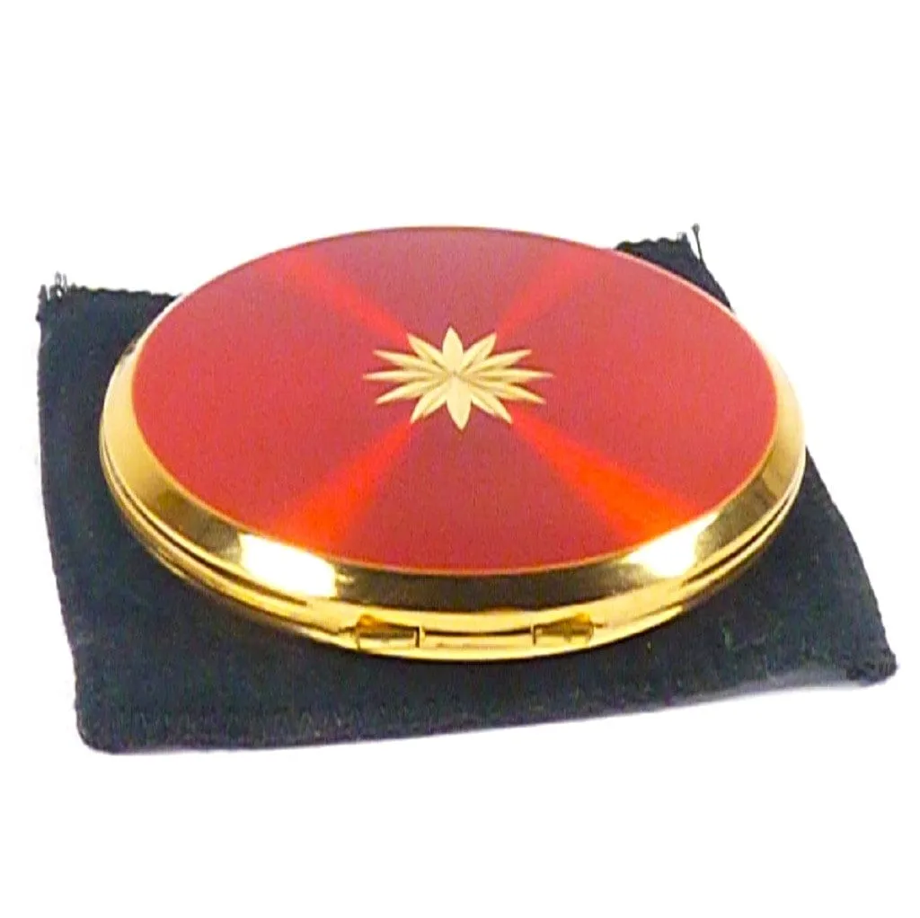 Unused Red And Gold Enamel Stratton Compact For Pressed Foundation