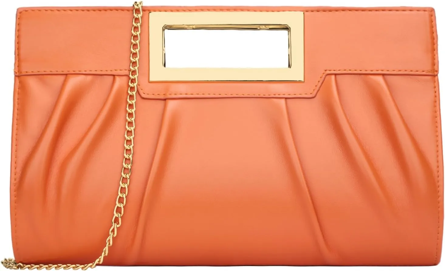 Vegan Leather Open Handle Gold Clutch Style Evening Bag