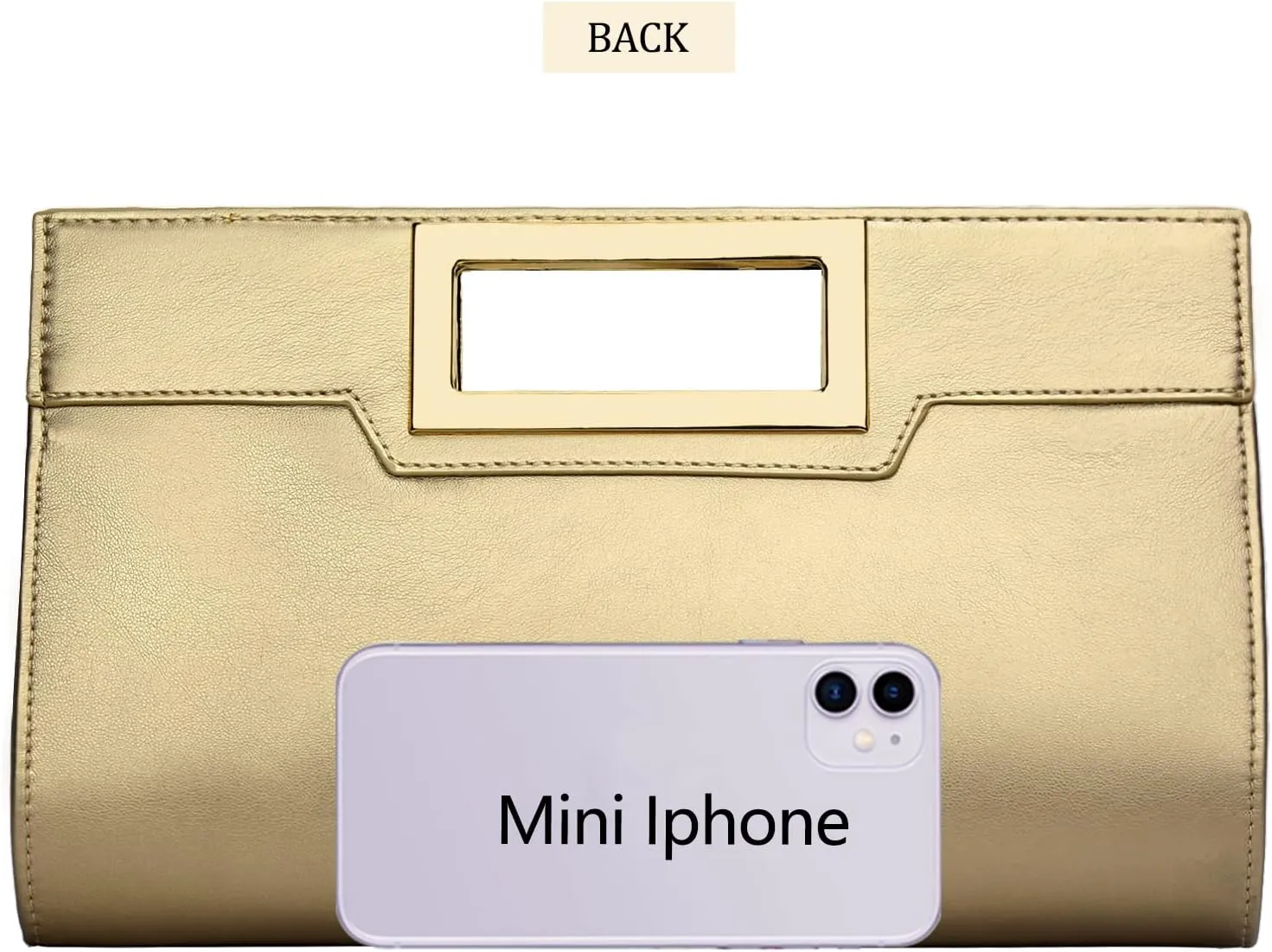 Vegan Leather Open Handle Gold Clutch Style Evening Bag