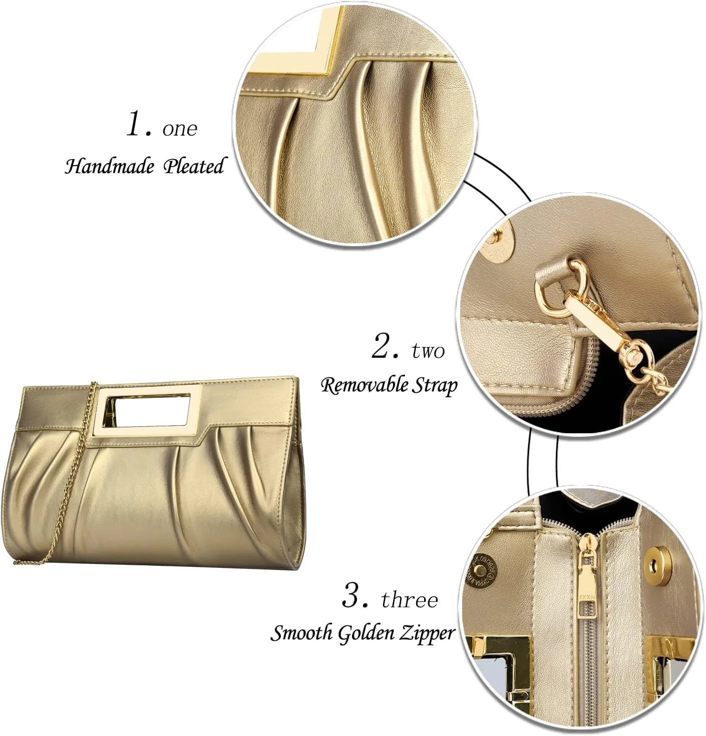 Vegan Leather Open Handle Gold Clutch Style Evening Bag