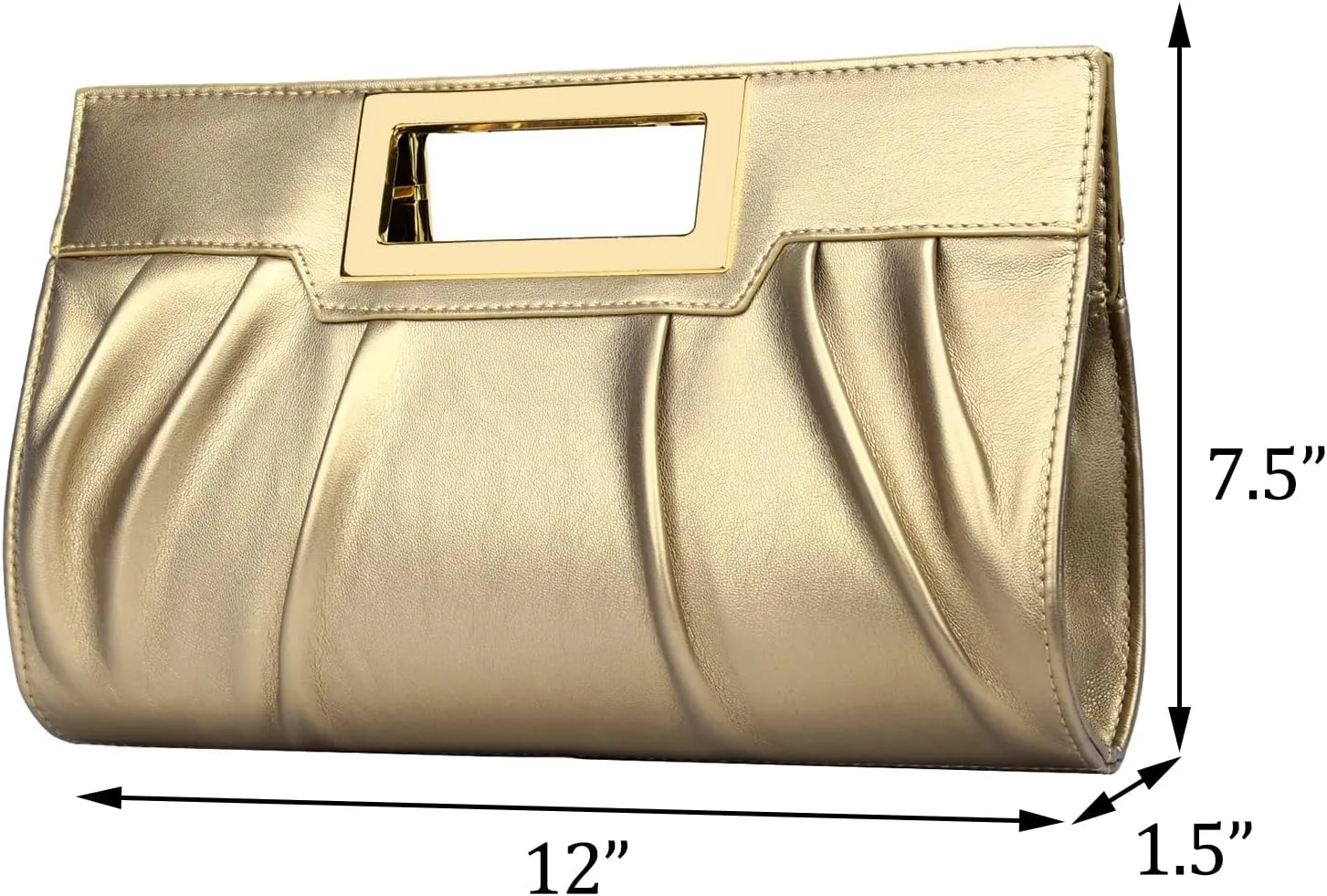 Vegan Leather Open Handle Gold Clutch Style Evening Bag