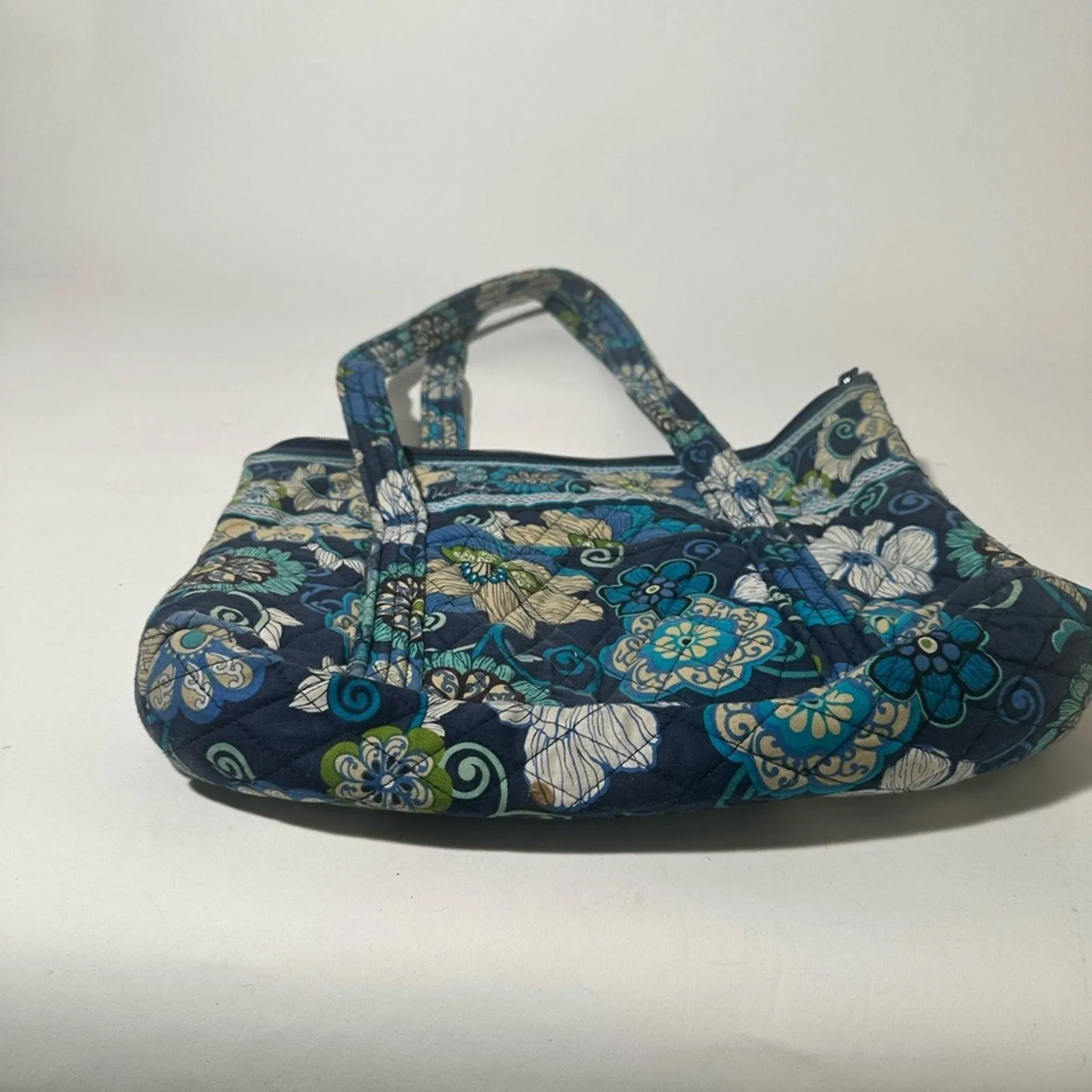 Vera Bradley Blue and Green Quilted Shoulder Bag with Paisley Design