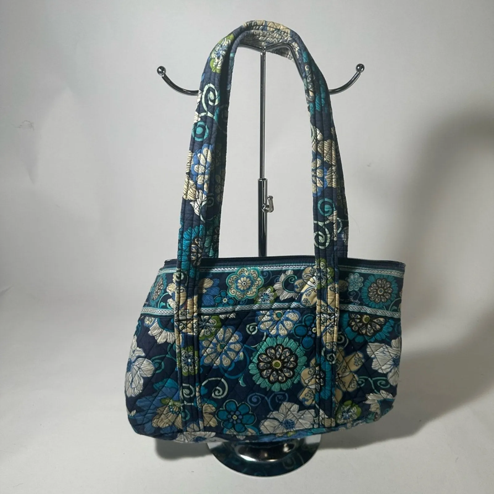 Vera Bradley Blue and Green Quilted Shoulder Bag with Paisley Design