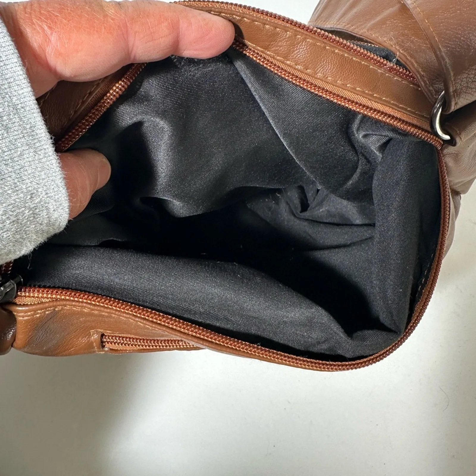 Volganik Rock Brown Leather Shoulder Bag with Slouchy Design