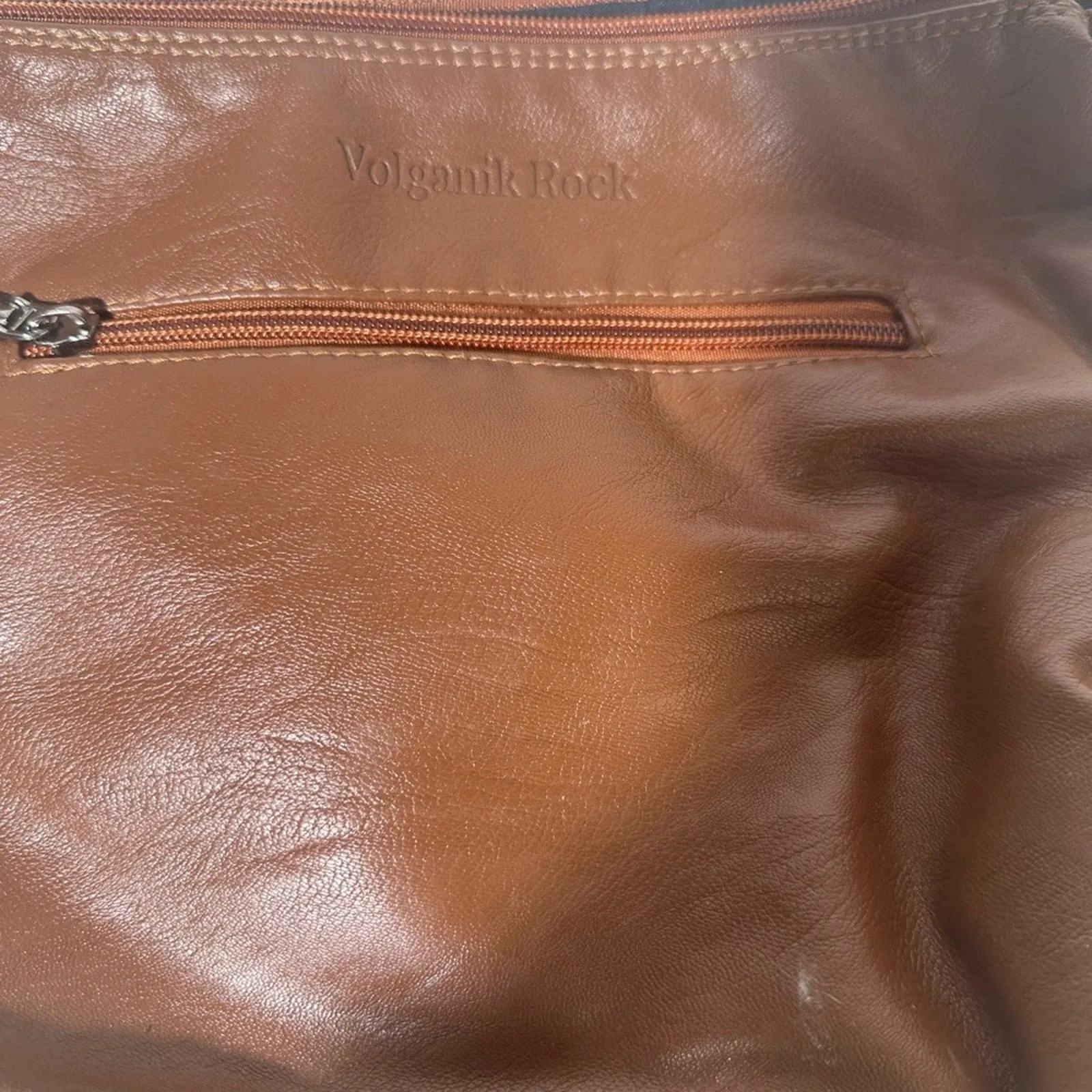 Volganik Rock Brown Leather Shoulder Bag with Slouchy Design