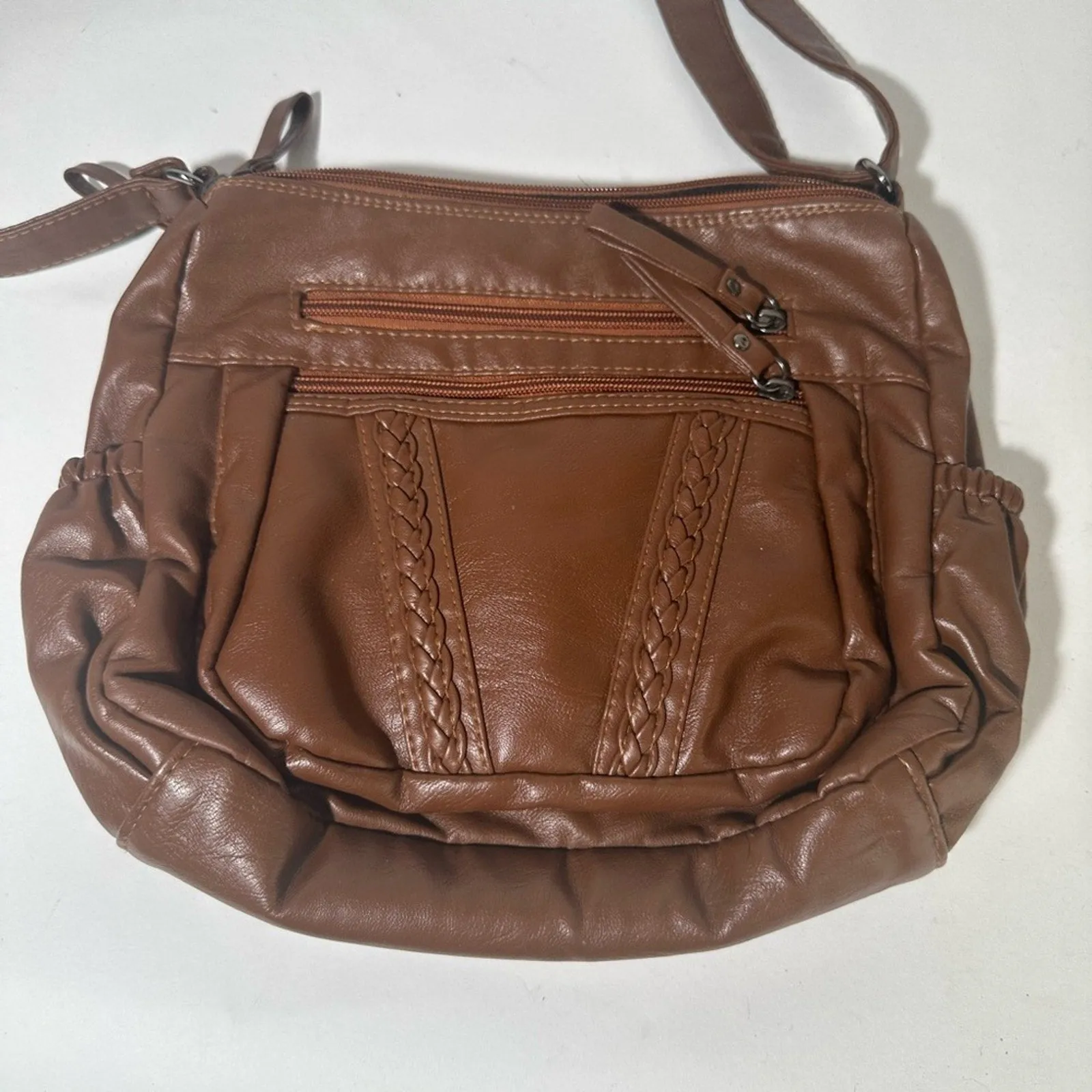 Volganik Rock Brown Leather Shoulder Bag with Slouchy Design
