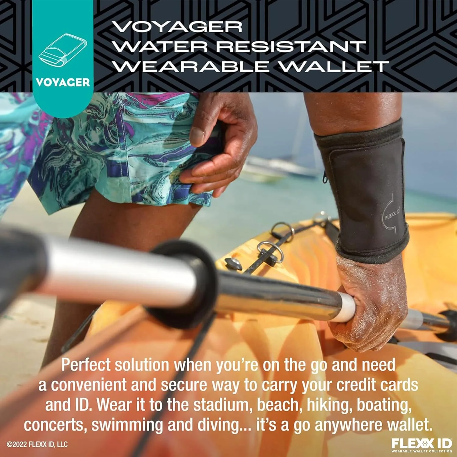 VOYAGER RFID-Blocking Armband Wallet - 4 cards slot - Water-Resistant Wrist Wallet with Zipper Pocket - Secure, Stylish, and Compact - Ideal for Travel and More - Smooth Leather (Black)