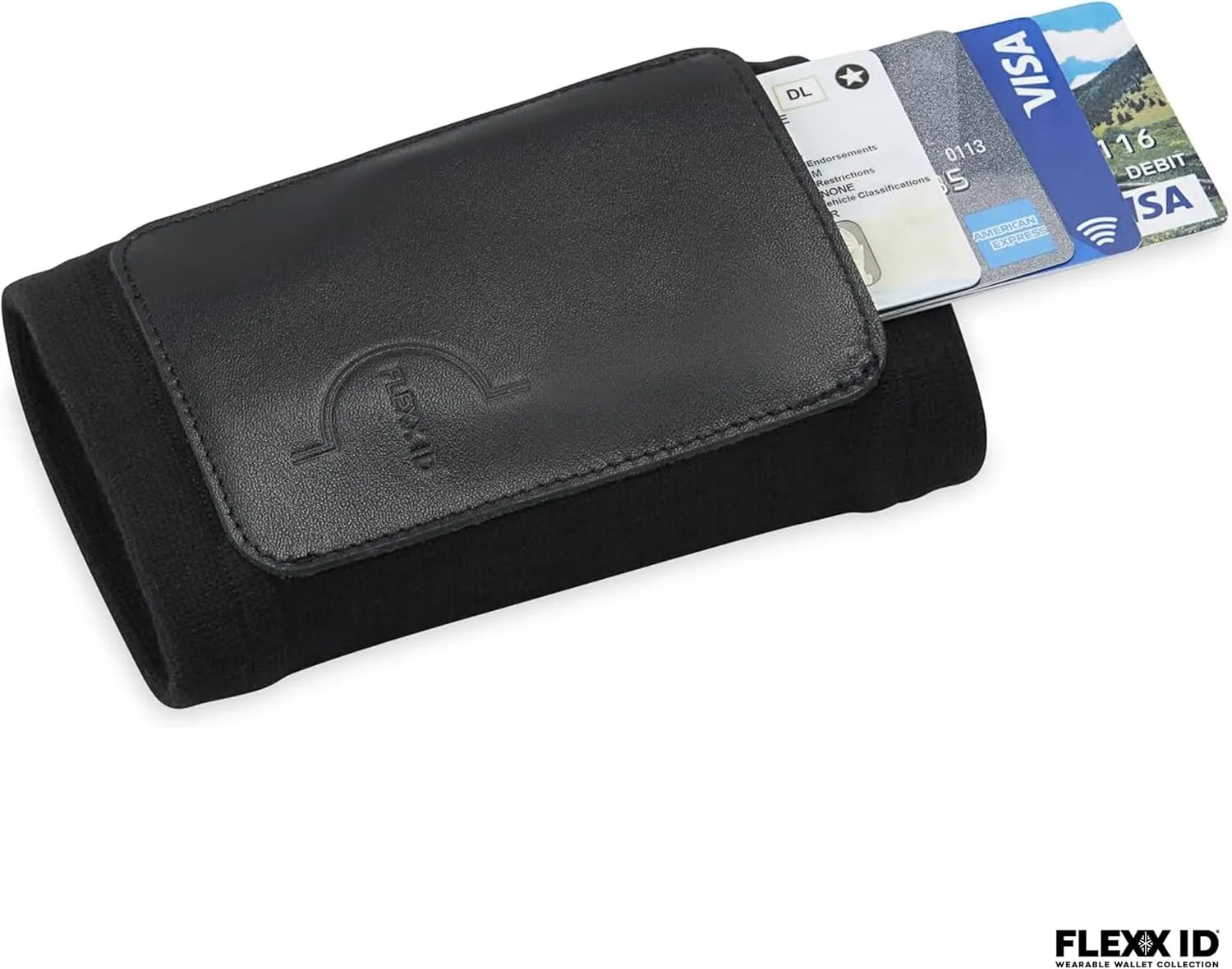 VOYAGER RFID-Blocking Armband Wallet - 4 cards slot - Water-Resistant Wrist Wallet with Zipper Pocket - Secure, Stylish, and Compact - Ideal for Travel and More - Smooth Leather (Black)