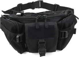 Waterproof Tactical Waist Pack Bag Military Fanny Packs Hip Belt Bag Pouch for Hiking Climbing Bumbag,Black